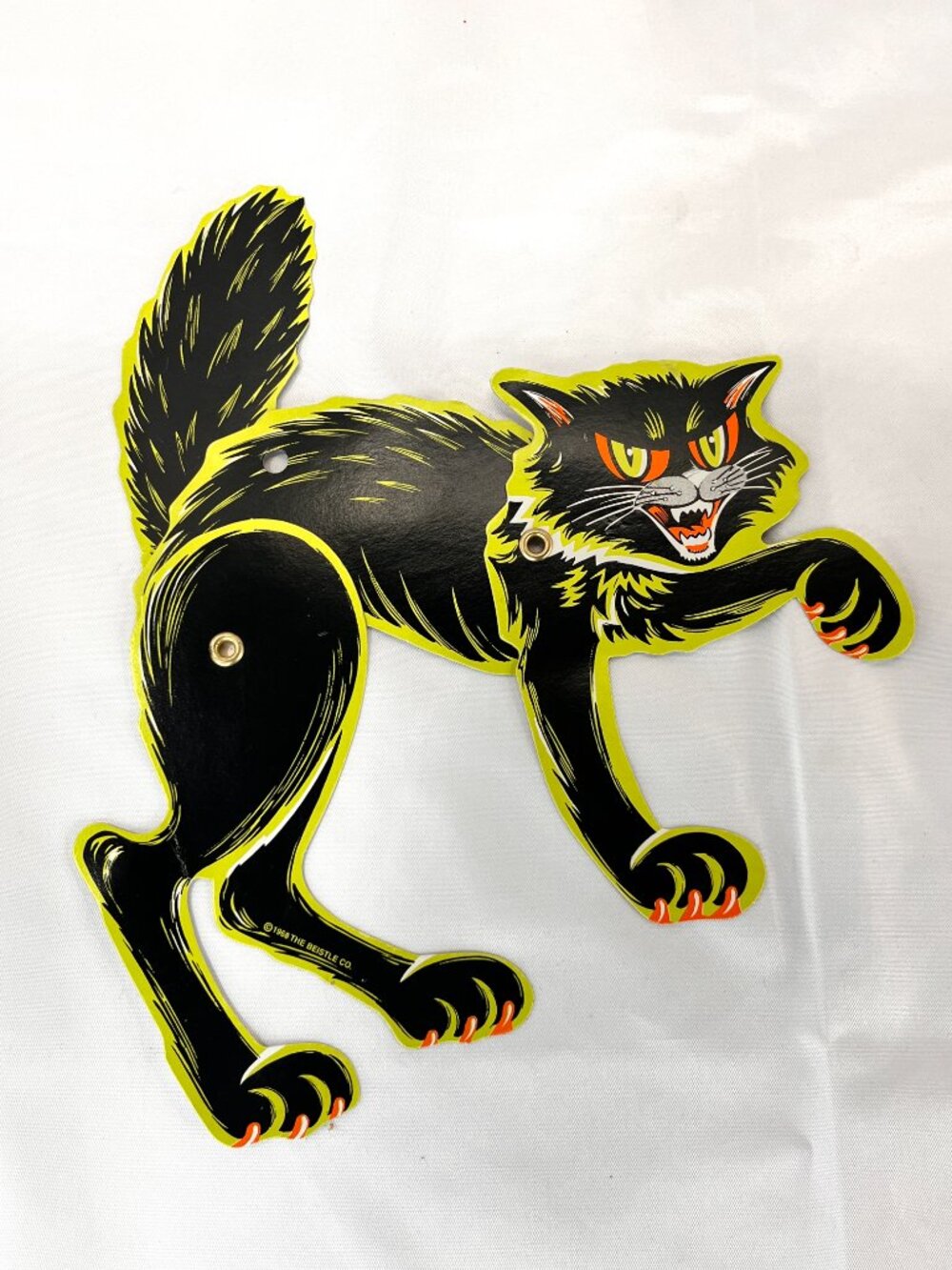 Vintage Beistle Co Paper Jointed Black Cat Decoration Halloween